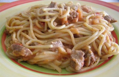 espaguetis con acelga bacon Espaguetis con acelga y bacón