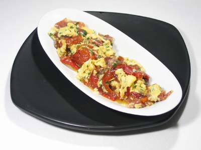pimientosjamon Pimientos del piquillo revueltos con jamón