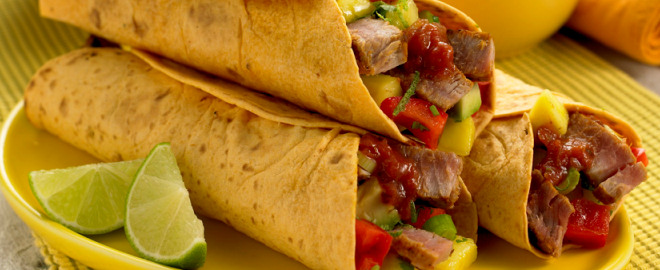 Fajitas atun mango Fajitas de atún y mango