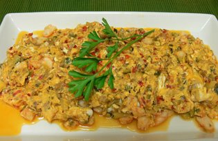 revuelto Revuelto de verduras y langostinos