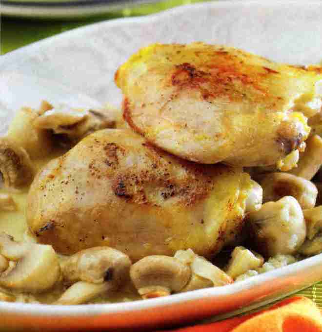 Pechuga de pollo con puerros y champiñones pollo puerros champinones Pechuga de pollo con puerros y champiñones