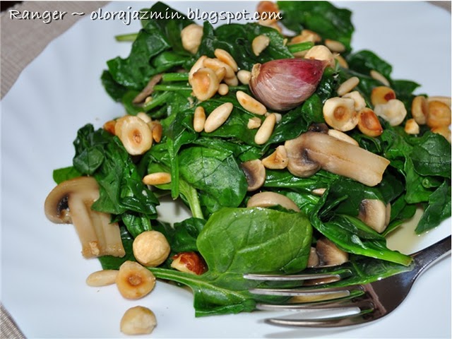 Ensalada Setas Espinacas Ensalada de setas y espinacas