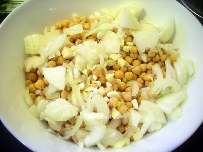 ensalada de garbanzos con puerros Ensalada de garbanzos con puerros