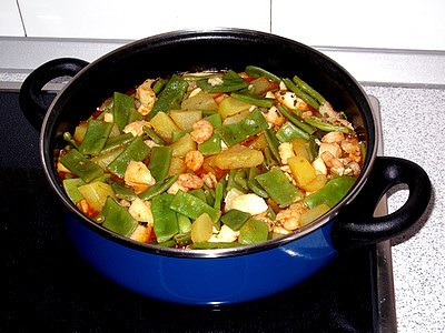 judias verdes con gambas Ensalada de judías verdes con gambas 