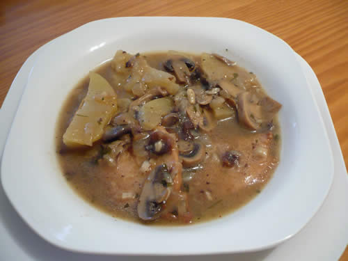 carne pasas champinones Carne con pasas y champiñones