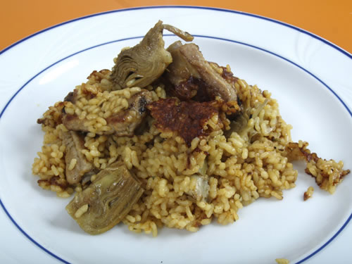arroz con alcachofas Arroz con champiñones y alcachofas