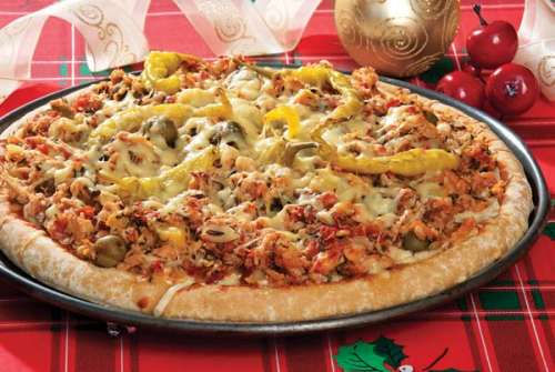 pizza de bacalao Pizza de bacalao y gambas