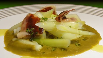 puerros en vinagreta con jamon Puerros en vinagreta con jamón